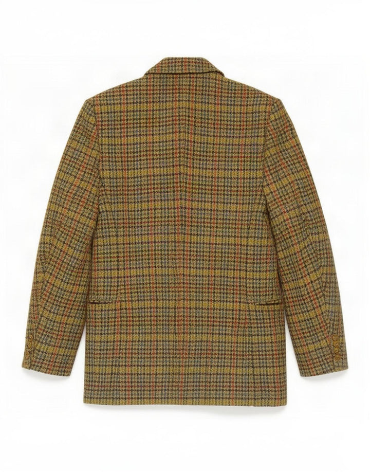 Giacca blazer vintage da donna a 3 bottoni UK 10 piccola classica pied de poule verde