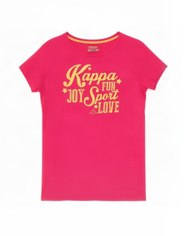 T-shirt grafica da donna Kappa Top UK 14 grande cotone rosa