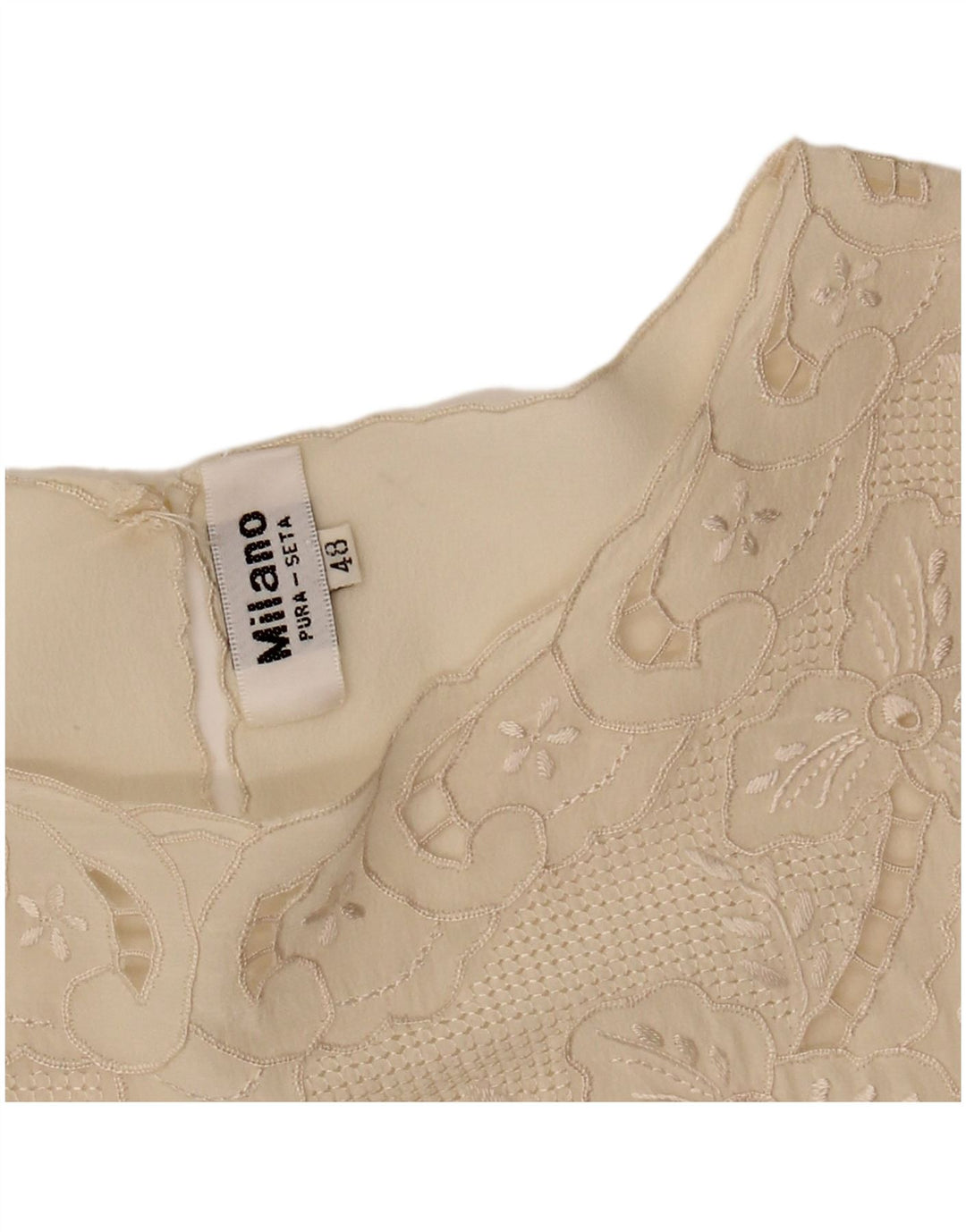 Camicetta vintage da donna Top IT 48 XL in seta bianco sporco