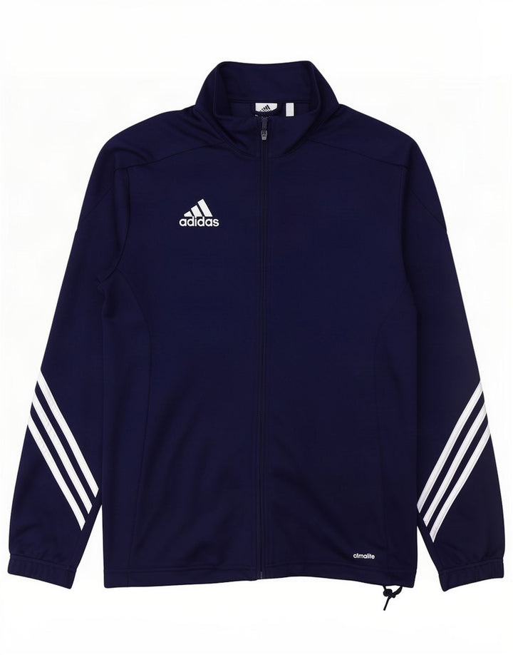 Giacca superiore della tuta da uomo Adidas Climalite media poliestere blu navy