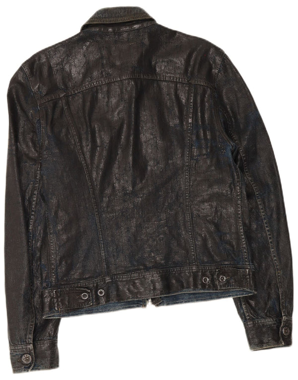 Gas Giacca di jeans da uomo UK 38 Medium Black Cotton