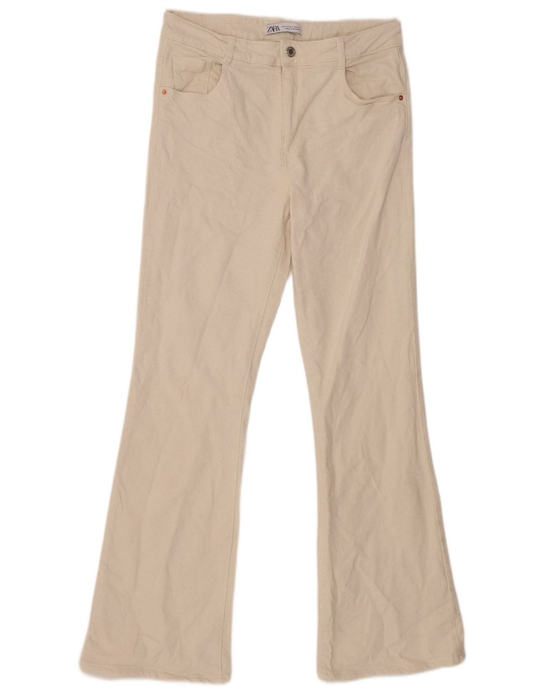 Jeans svasati da donna Zara EU 42 Large W32 L31 Cotone beige