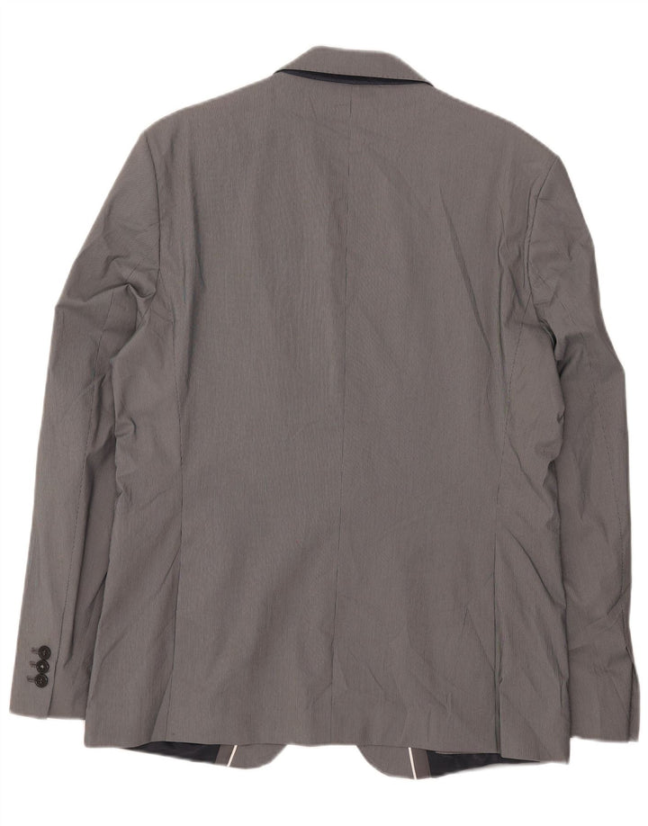 Giacca blazer da uomo a 2 bottoni Zara EU 54 XL poliestere gessato grigio