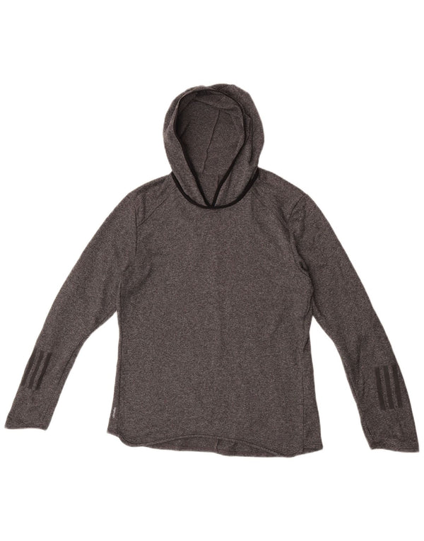 Maglione con cappuccio Adidas Climalite da donna UK 14 Poliestere chiazzato grigio medio