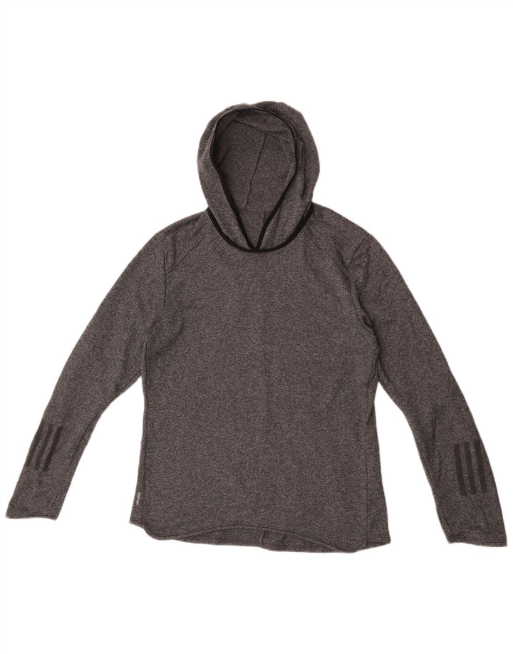 Maglione con cappuccio Adidas Climalite da donna UK 14 Poliestere chiazzato grigio medio