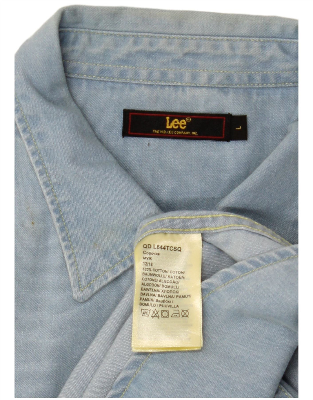 Camicia di jeans da uomo LEE grande in cotone blu