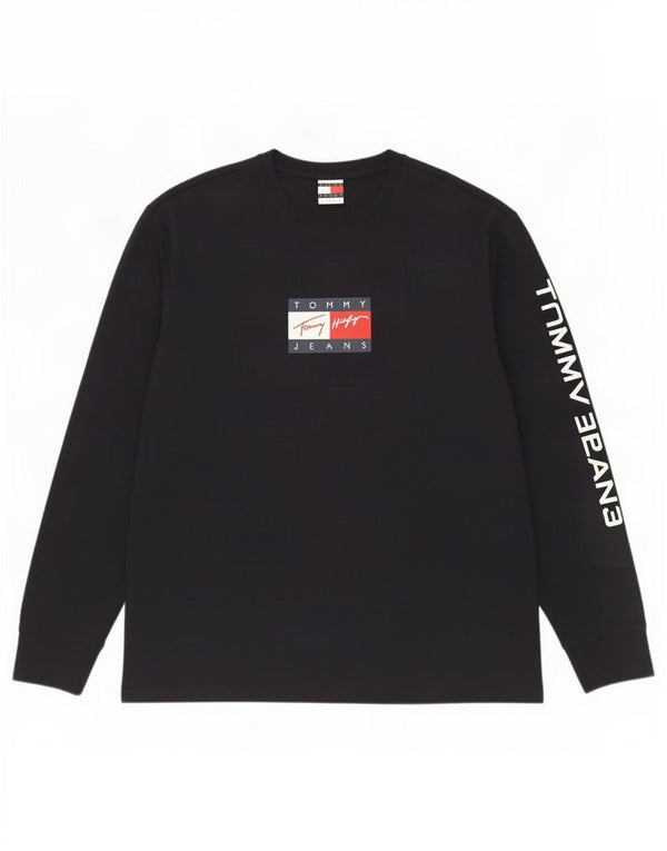 Tommy Hilfiger Uomo Graphic Top Manica Lunga 2XL Blu Navy Cotone