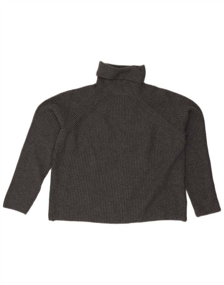 Maglione corto da donna Marks & Spencer con collo alto UK 10 piccolo grigio