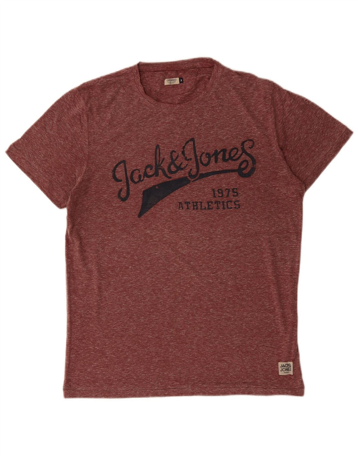 JACK & JONES T-shirt grafica da uomo Top in poliestere mélange medio bordeaux