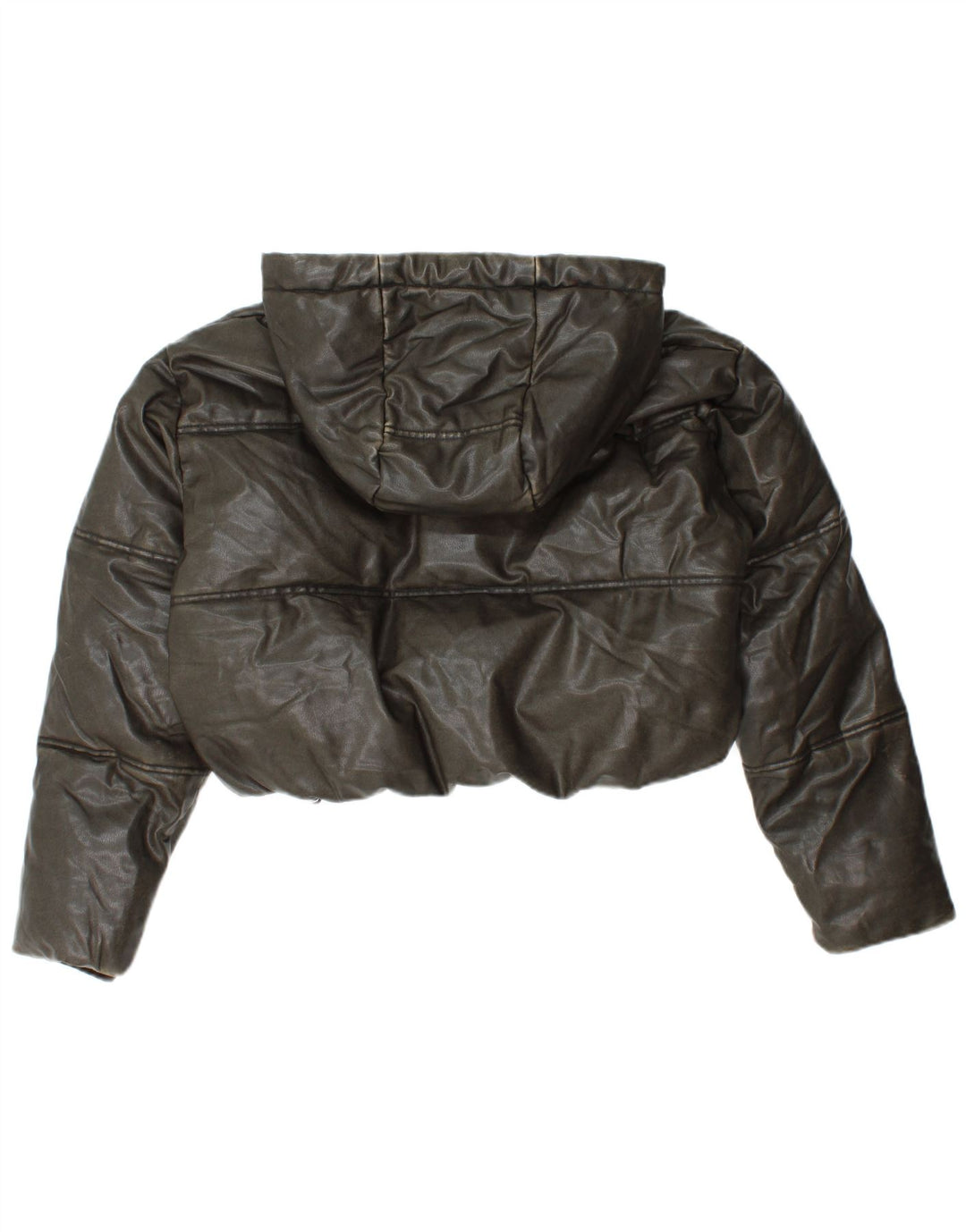 Giacca imbottita con cappuccio corta oversize da donna ZARA UK 10 piccola cachi