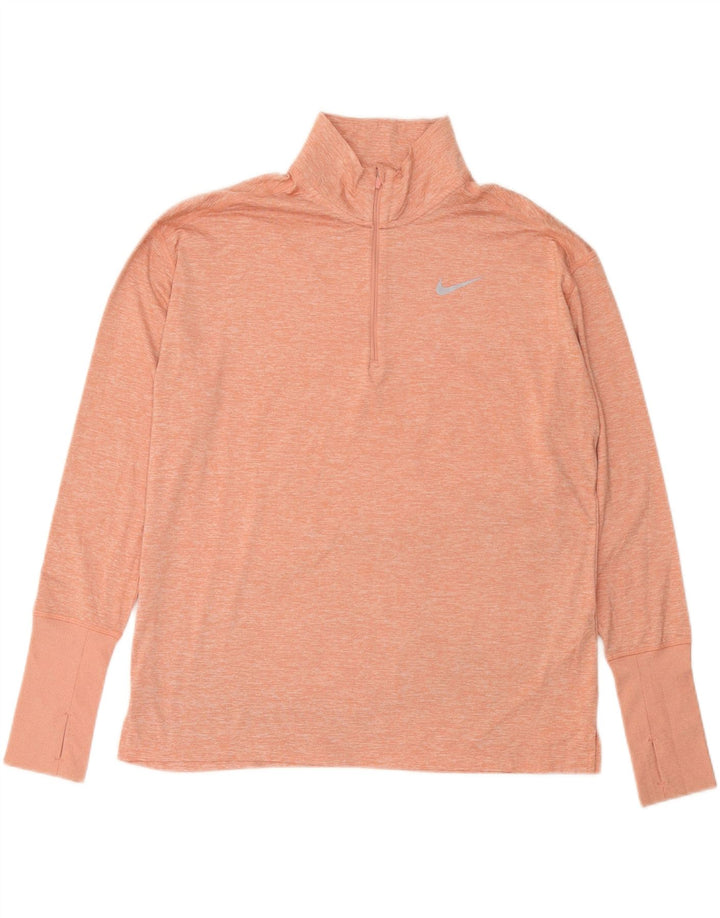 NIKE Top da tuta pullover Dri Fit da donna UK 16 Large Rosa screziato