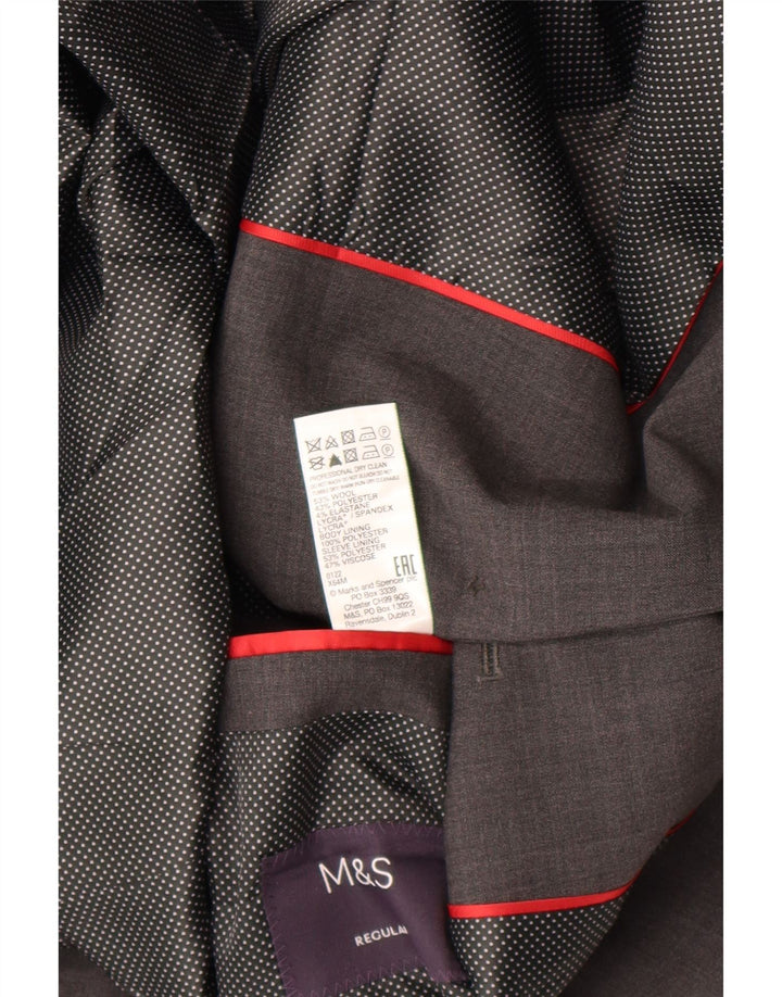 Giacca blazer a 2 bottoni da uomo Marks & Spencer UK 44 XL lana a quadri grigia