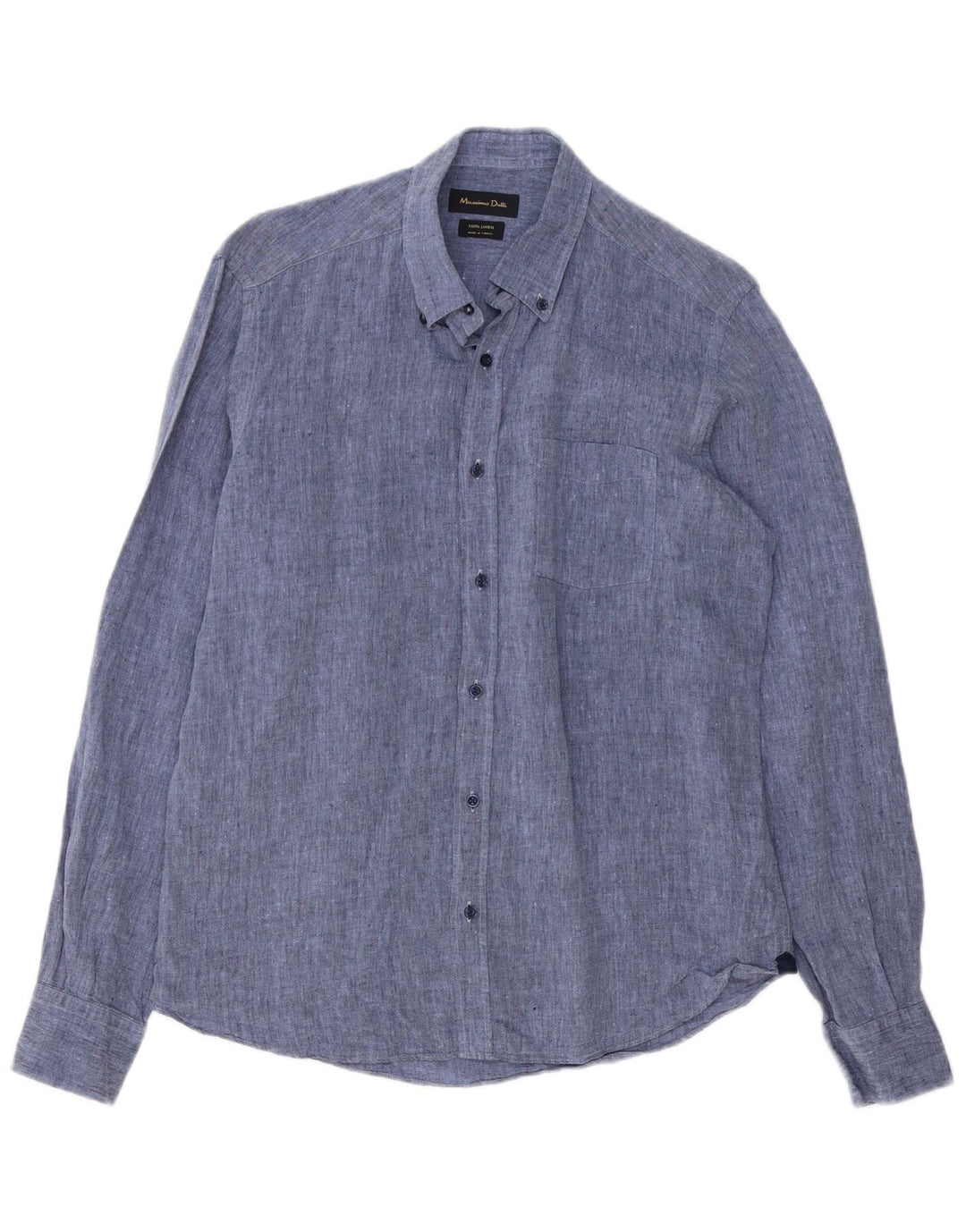Camicia Uomo Massimo Dutti Lino Blu Medio
