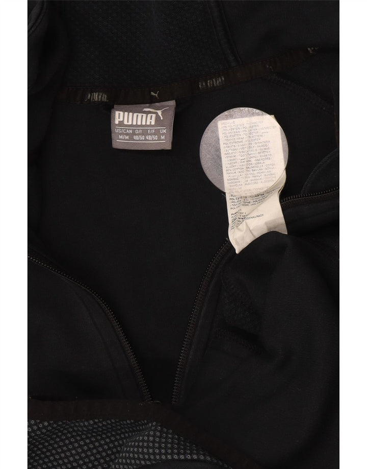 Felpa con cappuccio e zip da uomo Puma in cotone maculato nero medio