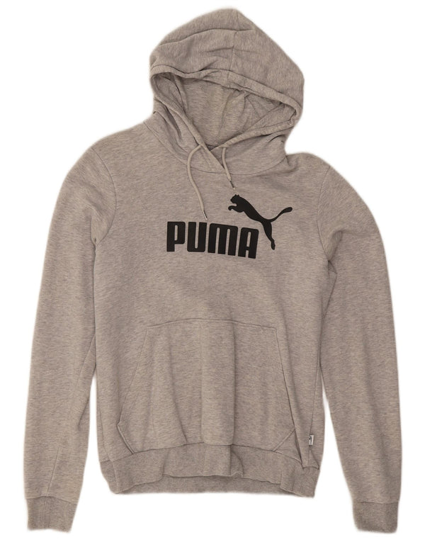Puma Womens Graphic Hoodie Jumper UK 12 Medium  Grey Flecked