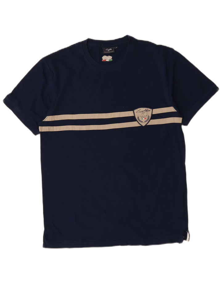 T-shirt da uomo LOTTO Top grande in cotone a righe blu navy
