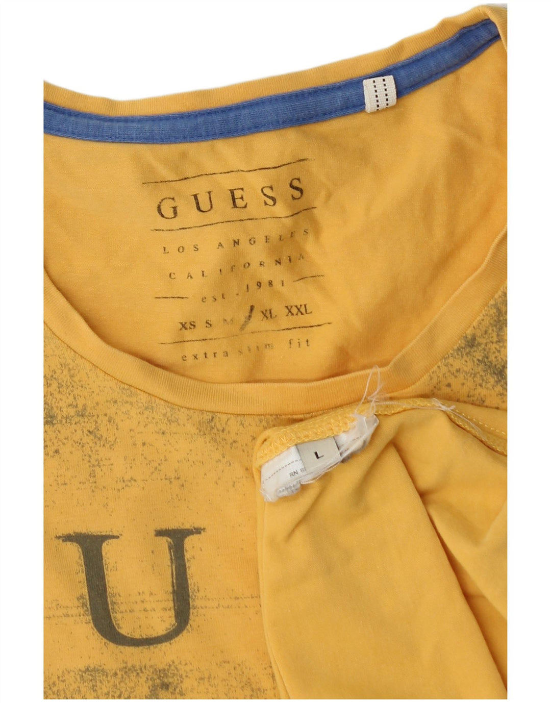 Guess T-shirt grafica extra slim da uomo, grande, gialla