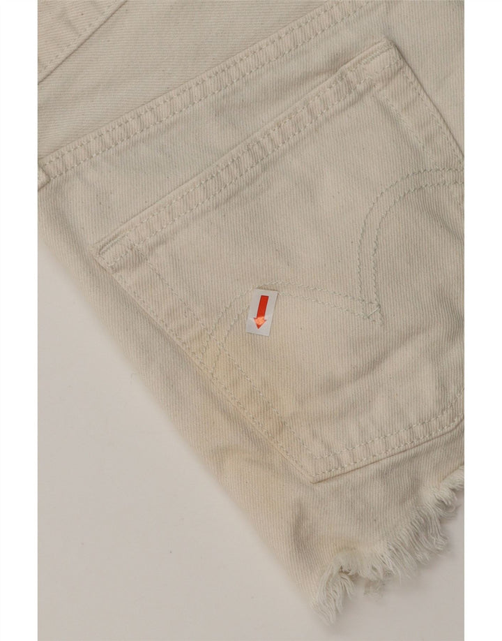 Pantaloncini di jeans invecchiati da donna Levi's W25 XS cotone bianco