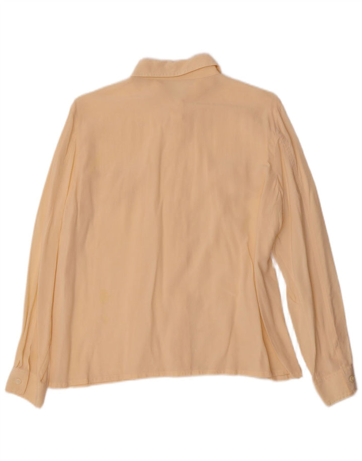 Camicetta camicia vintage da donna UK 16 grande beige