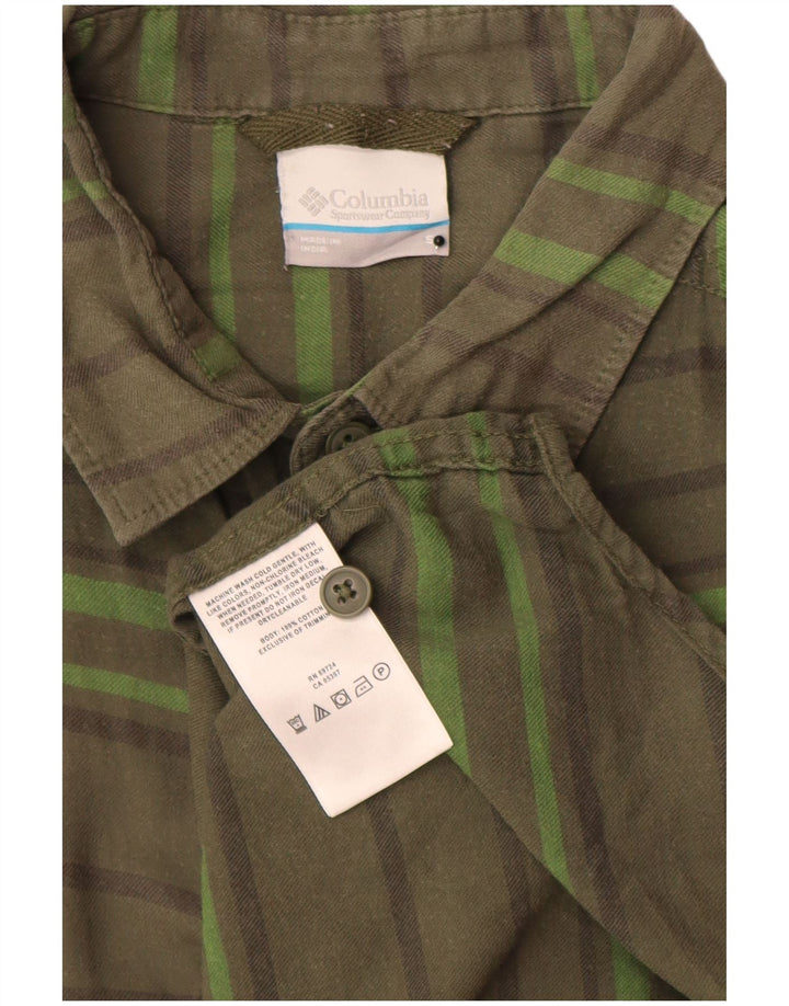 Camicia in flanella da uomo Columbia piccola in cotone a righe kaki