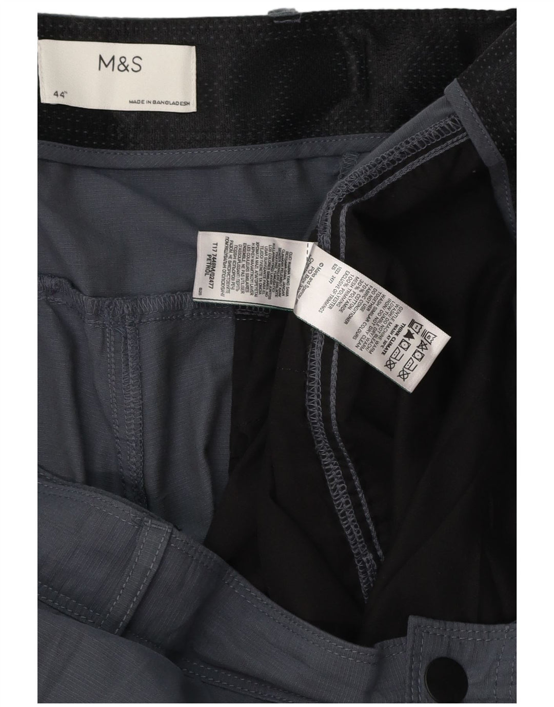 MARKS & SPENCER Pantaloncini cargo da uomo W44 2XL Poliestere grigio