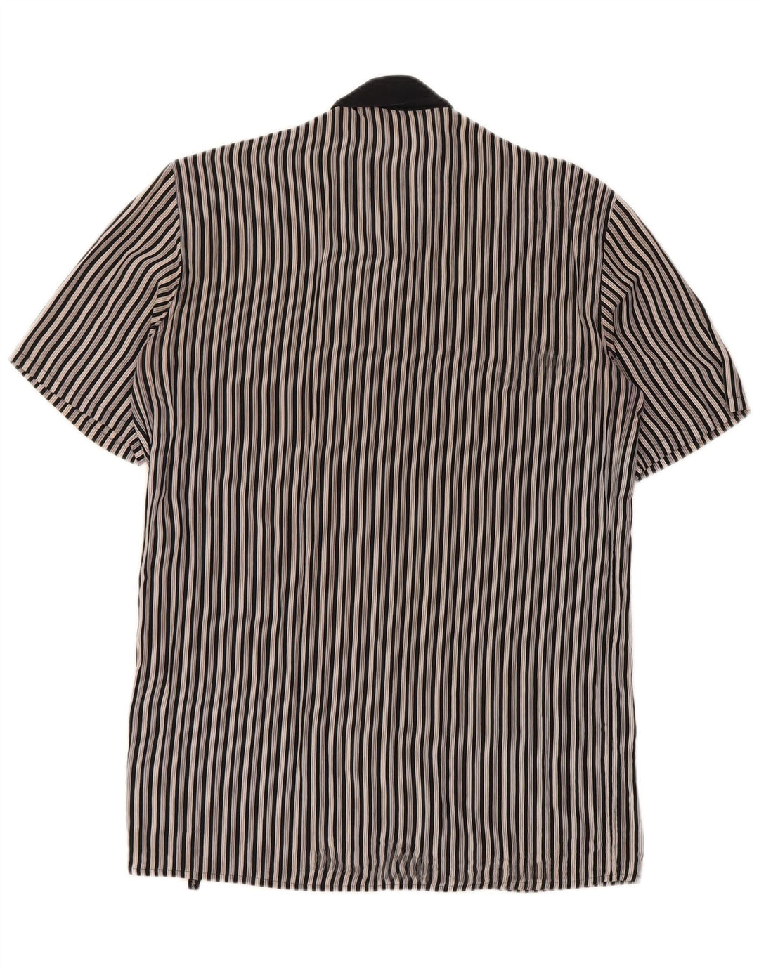 MESSORI Camicia a maniche corte da uomo piccola in seta a righe nere