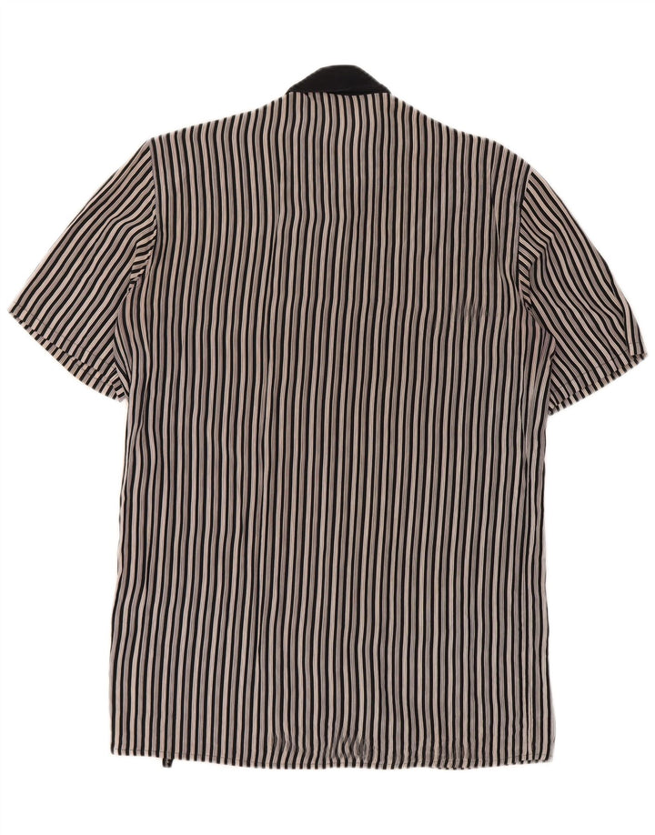 MESSORI Camicia a maniche corte da uomo piccola in seta a righe nere