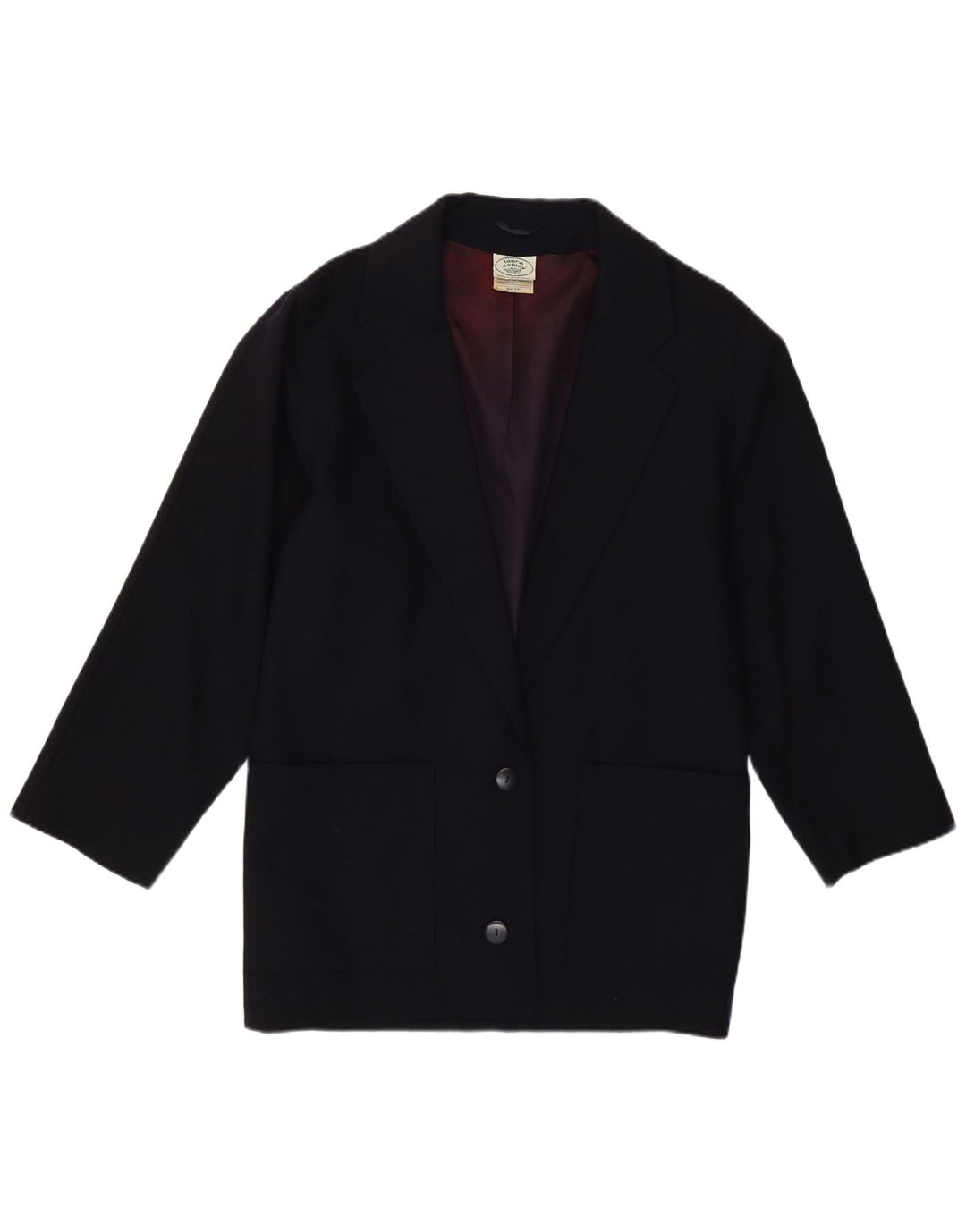 Giacca blazer a 2 bottoni da donna Laura Ashley UK 10 piccola in lana blu navy