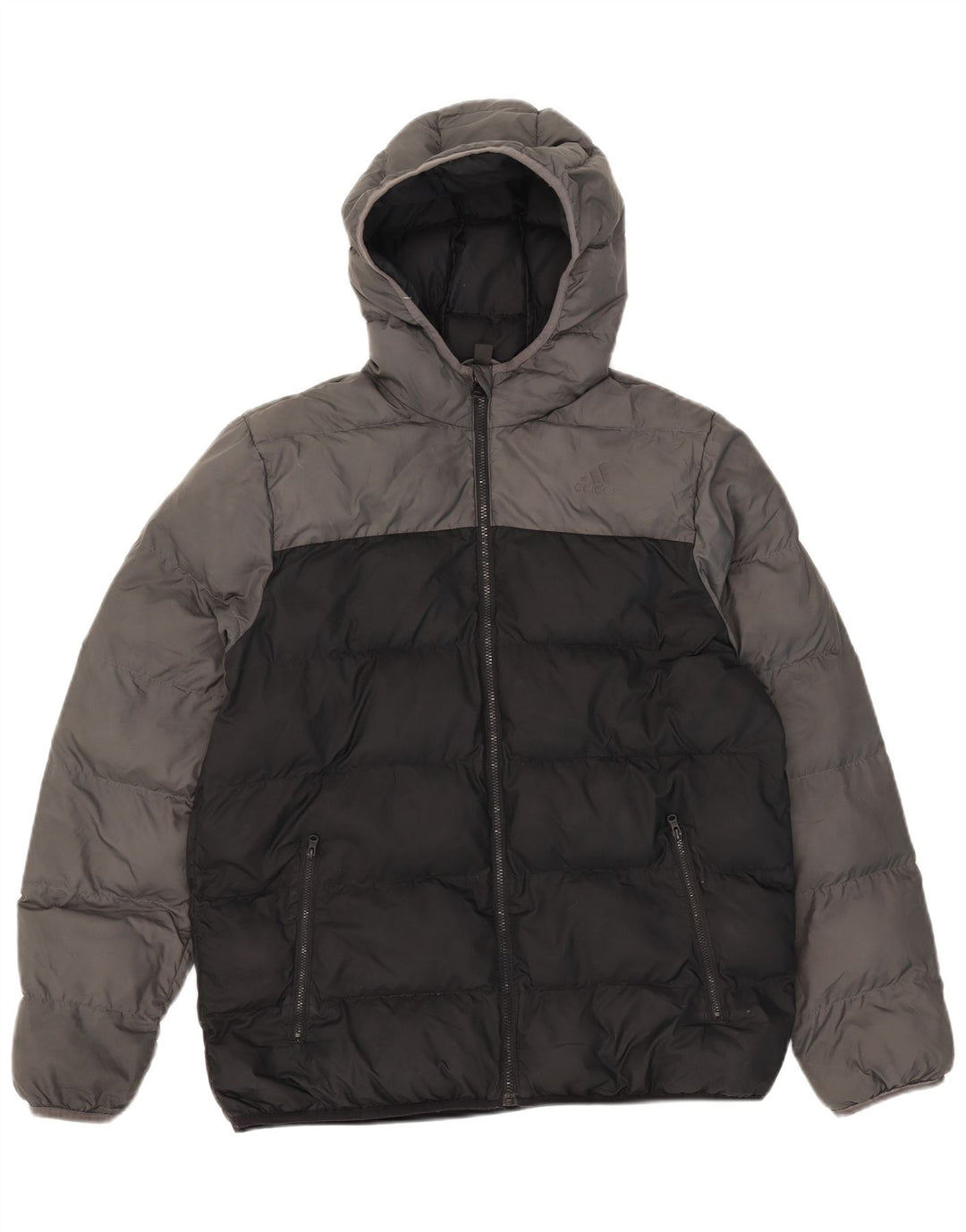 Giacca imbottita con cappuccio Adidas da ragazzo 15-16 anni in poliestere color block nero