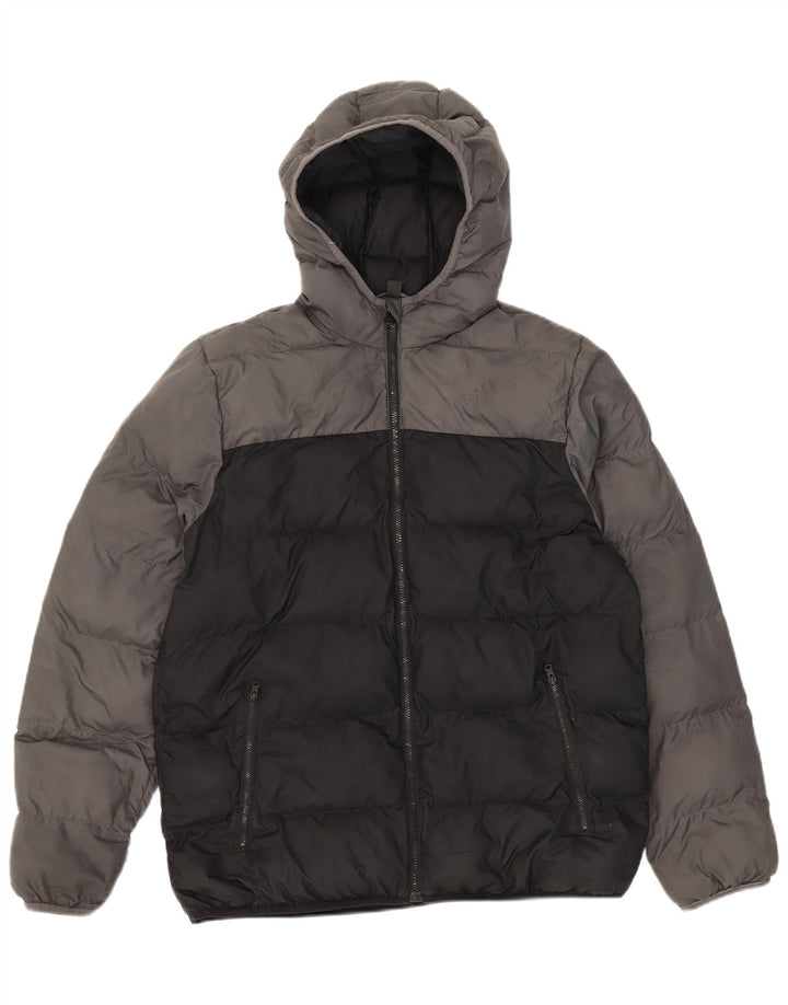 Giacca imbottita con cappuccio Adidas da ragazzo 15-16 anni in poliestere color block nero