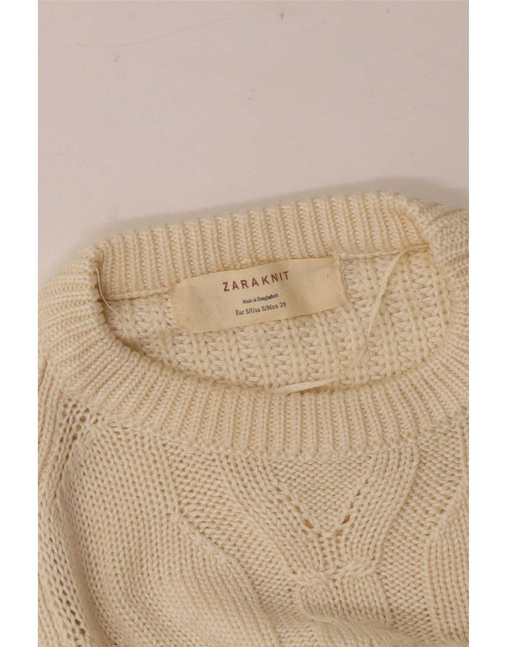 Maglione maglione con scollo a barca da donna Zara UK 10 piccolo bianco sporco