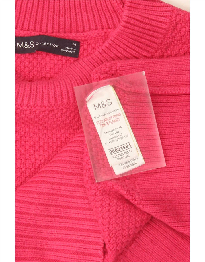 Maglione da donna Marks & Spencer corto con collo alto UK 14 grande rosa