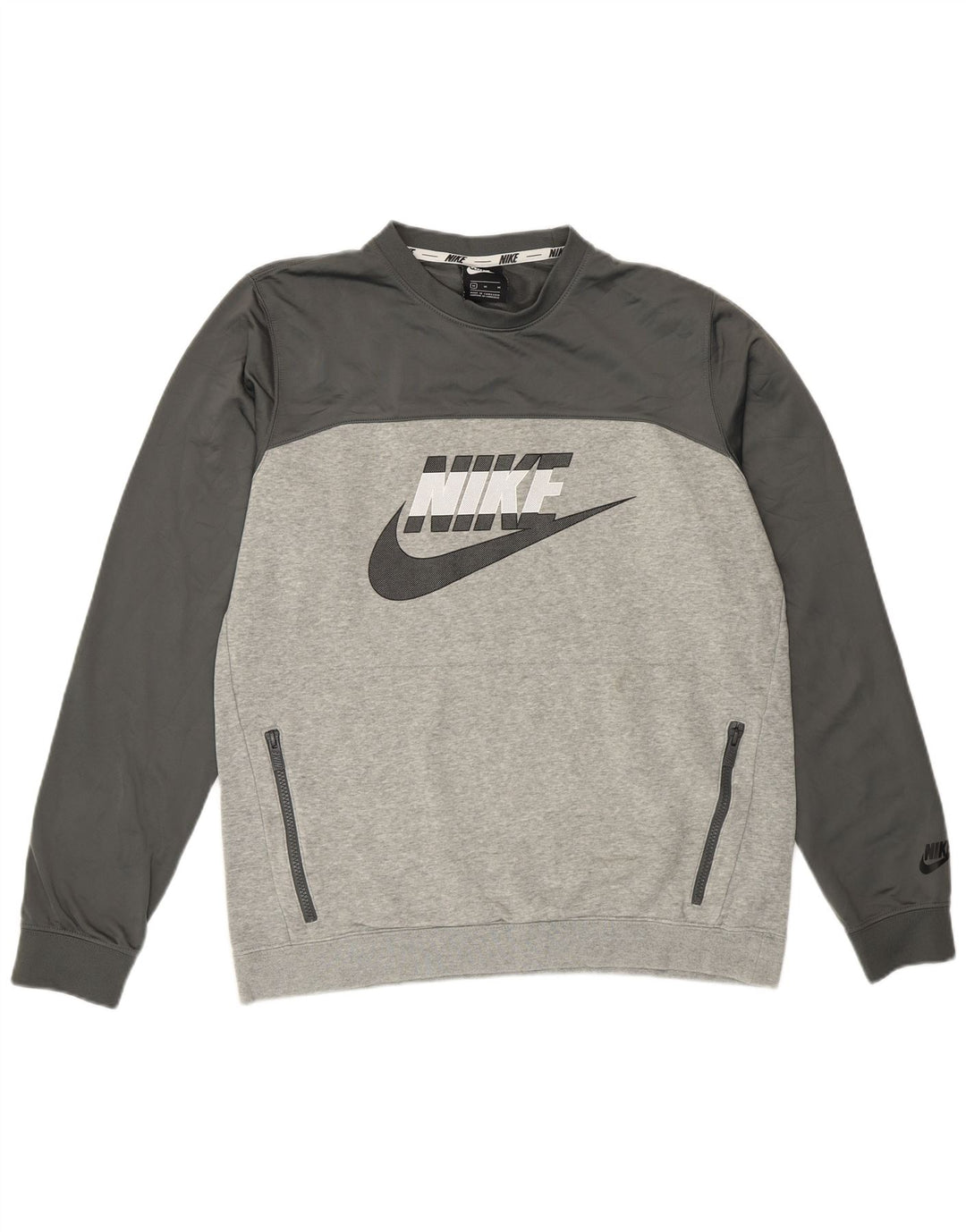 Felpa grafica da uomo Nike Felpa in cotone color block grigio medio