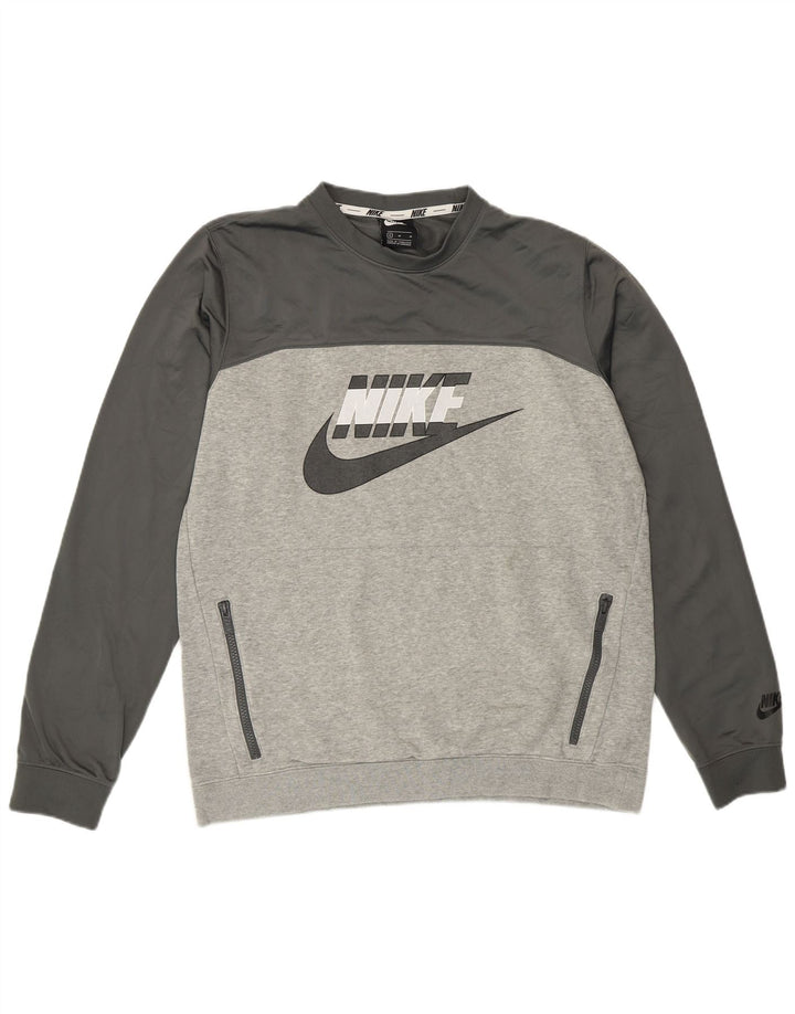 Felpa grafica da uomo Nike Felpa in cotone color block grigio medio
