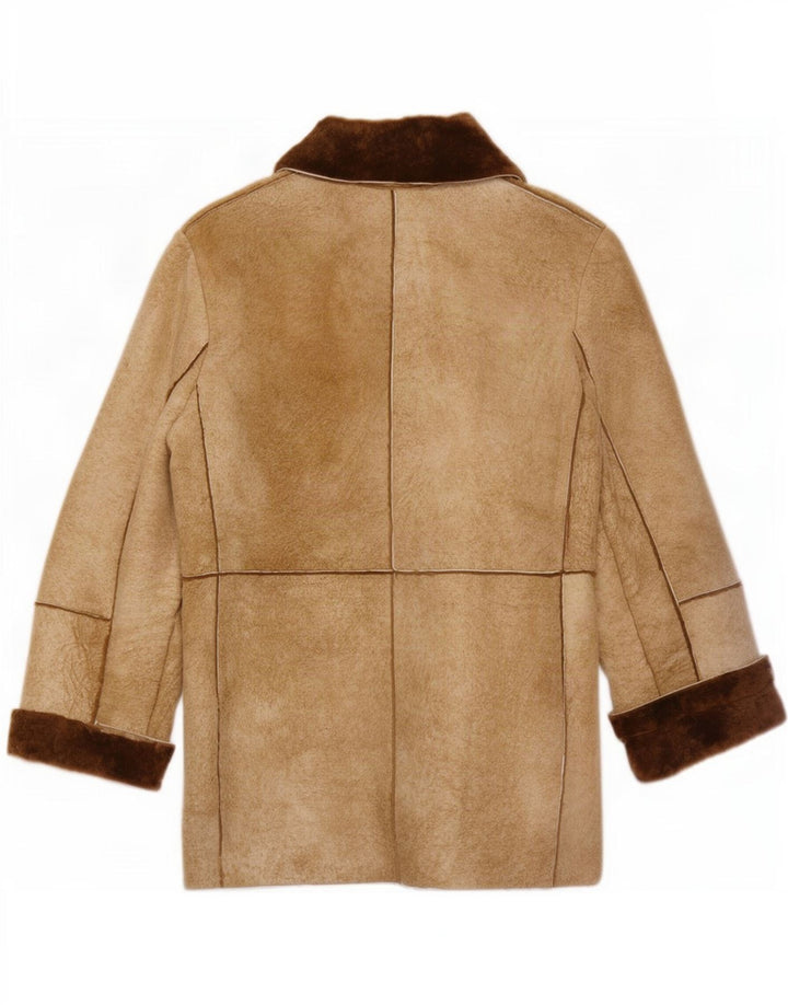 Giacca in shearling vintage da donna UK 14 Marrone medio