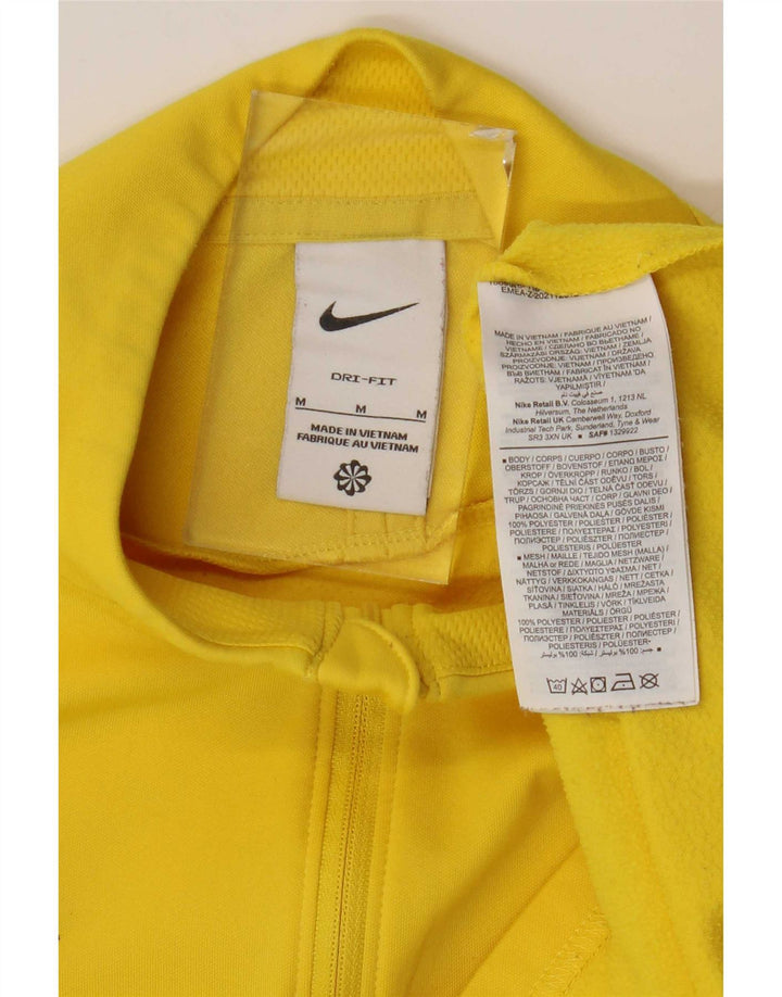 Top della tuta da ginnastica Nike Dri Fit con collo e zip da uomo, color block giallo medio