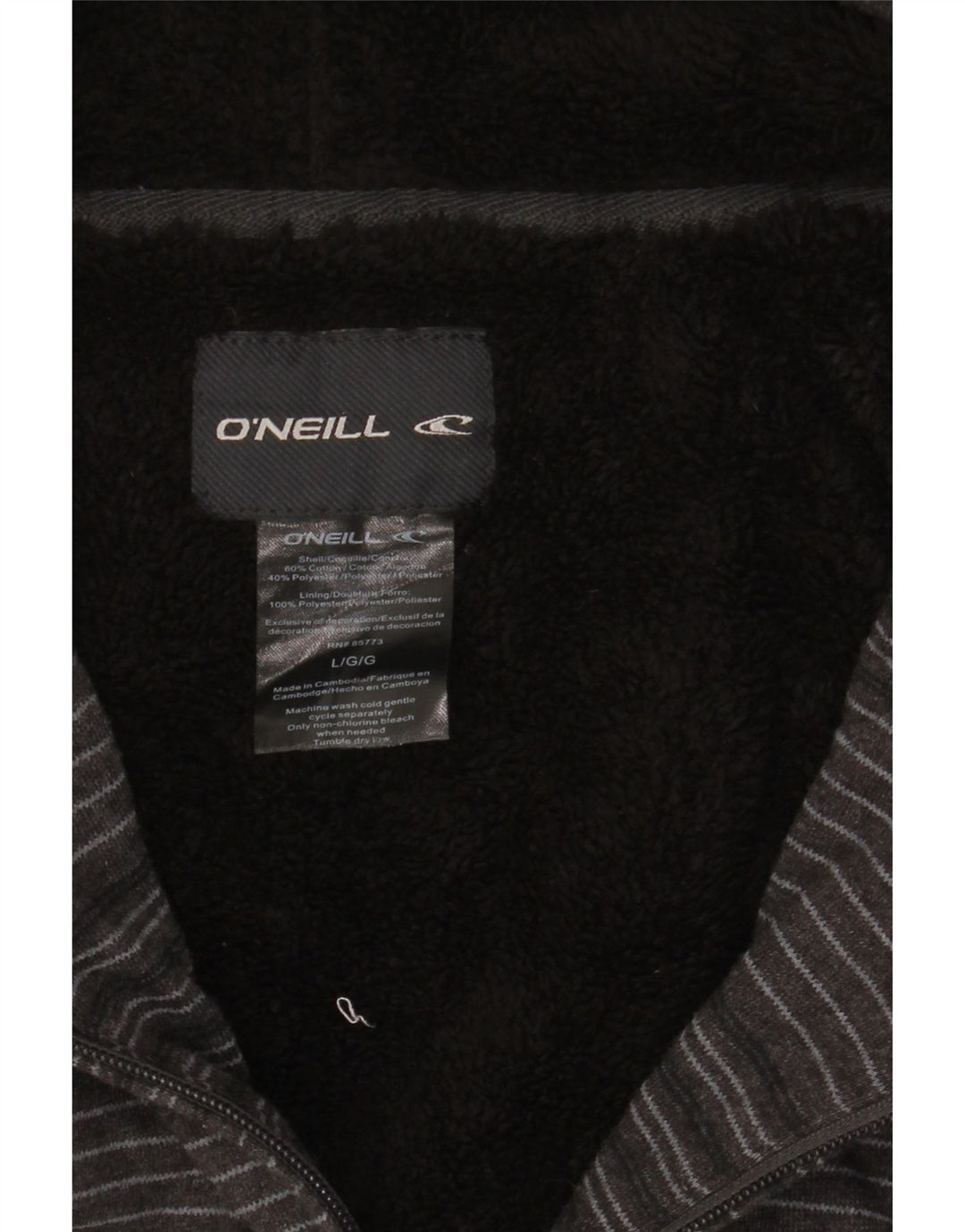 Maglione con cappuccio e zip da uomo O'Neill in cotone a righe grandi grigie