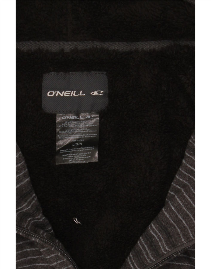 Maglione con cappuccio e zip da uomo O'Neill in cotone a righe grandi grigie