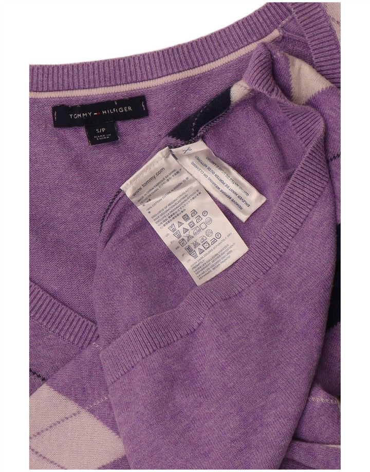 TOMMY HILFIGER Maglione da donna con scollo a V UK 10 piccolo viola