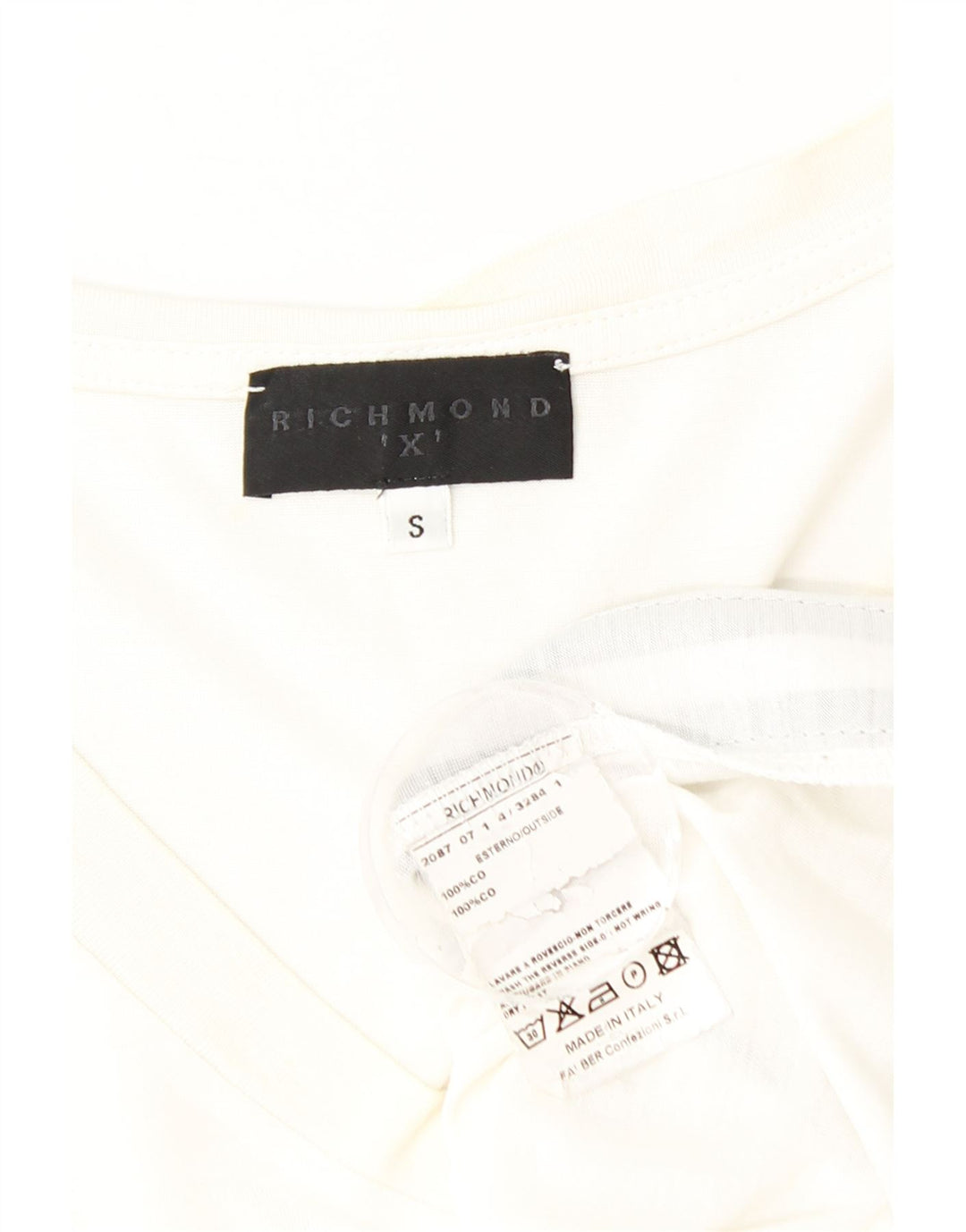 Top da uomo Richmond a maniche lunghe piccolo in cotone bianco