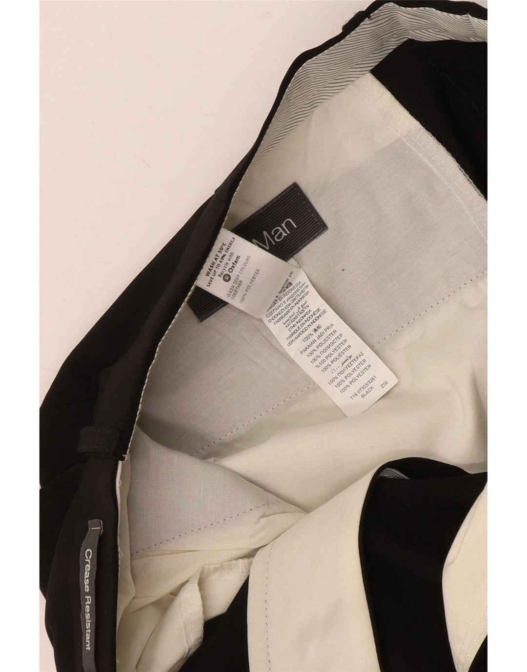 Pantaloni da abito dritti da uomo Marks & Spencer W32 L31 poliestere nero