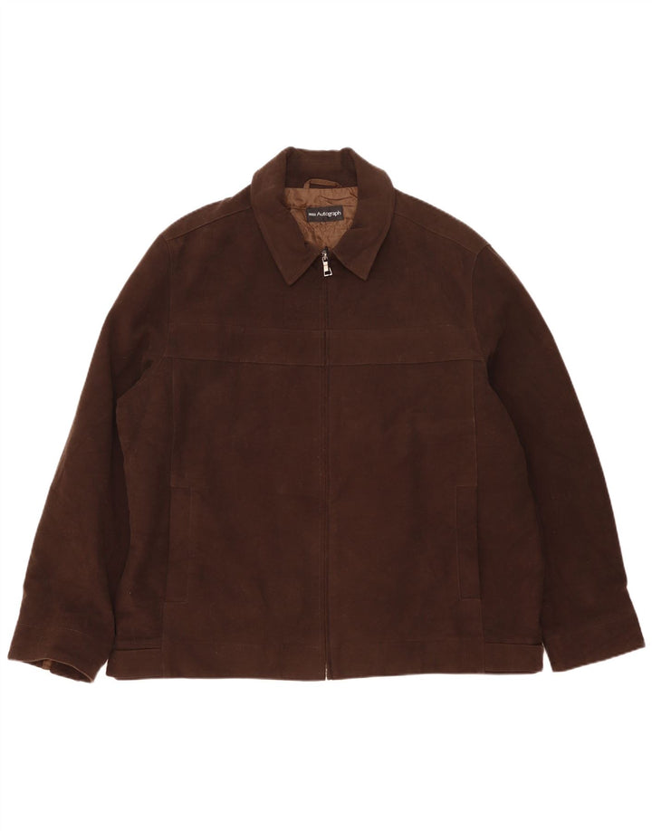 Giubbotto bomber autografo da uomo Marks & Spencer UK 42 XL cotone marrone