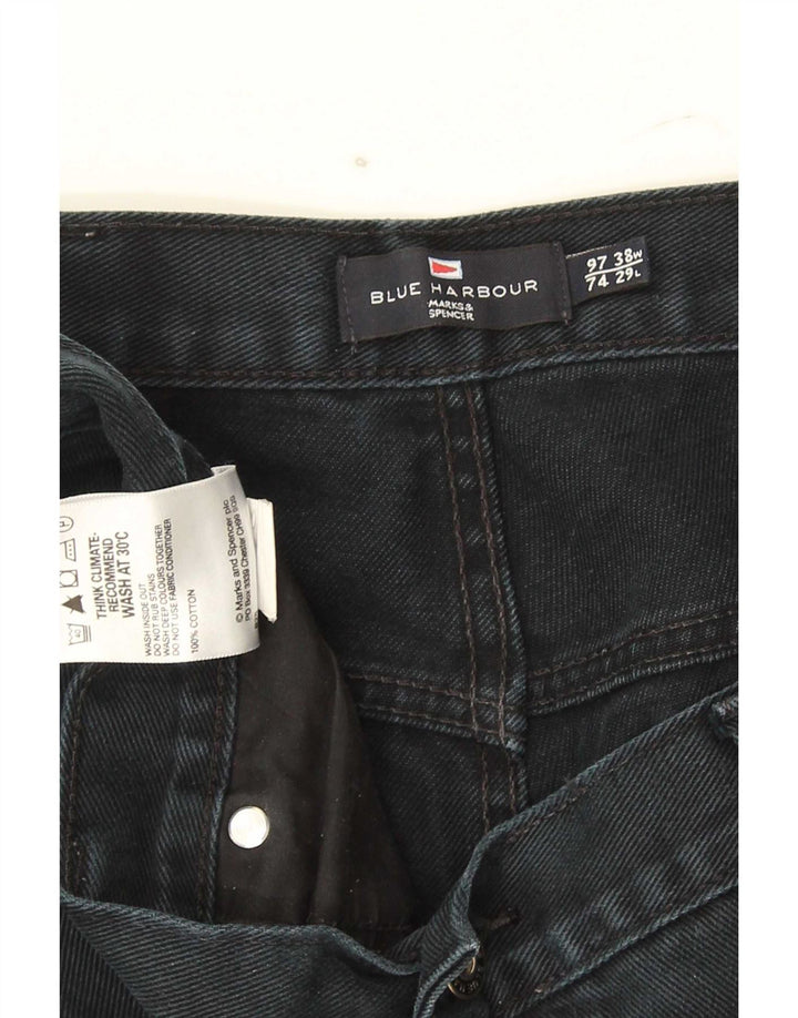 Jeans dritti da uomo Marks & Spencer Blue Harbour W38 L29 cotone nero