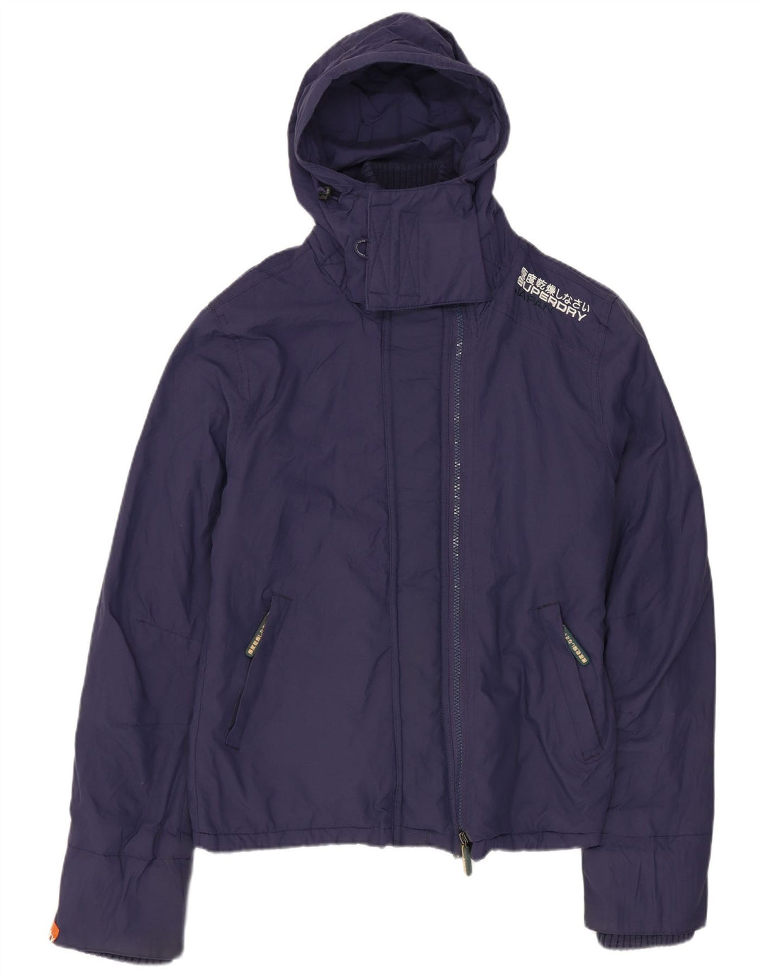 Giacca a vento con cappuccio da donna SUPERDRY UK 14 nylon blu navy medio