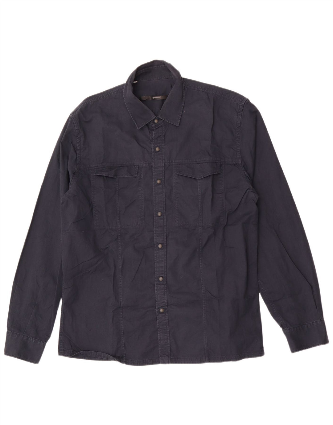 Camicia western vintage da uomo 2XL in cotone blu navy
