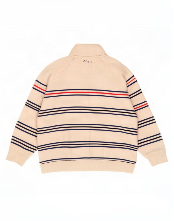 Crew Clothing Felpa da donna con collo con zip, maglione UK 14, grandi strisce bianche
