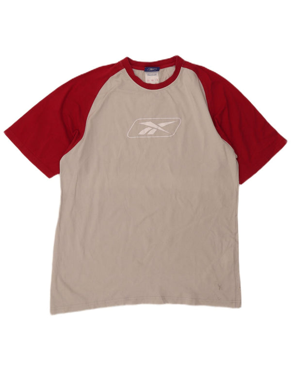T-shirt grafica da uomo Reebok Top 2XL in cotone color block grigio