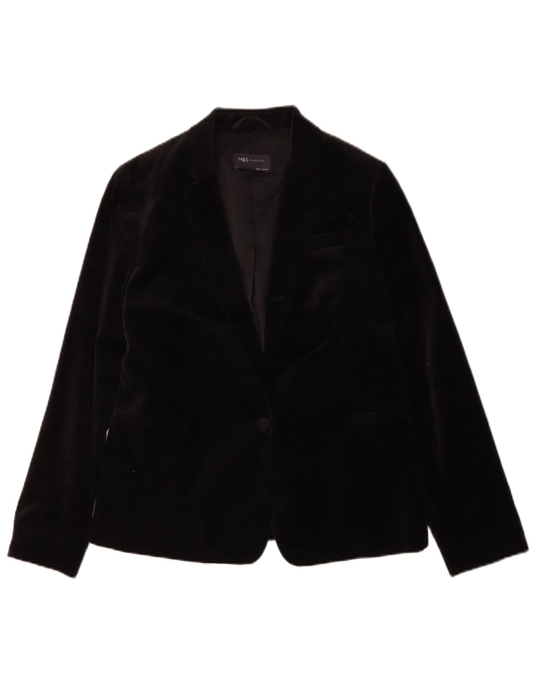 Giacca blazer in velluto a 1 bottone Marks & Spencer da donna UK 10 piccola nera