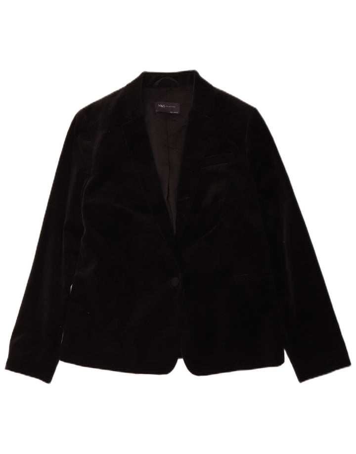 Giacca blazer in velluto a 1 bottone Marks & Spencer da donna UK 10 piccola nera