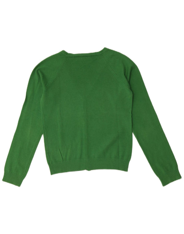 Maglione cardigan corto da donna Zara UK 12 cotone verde medio